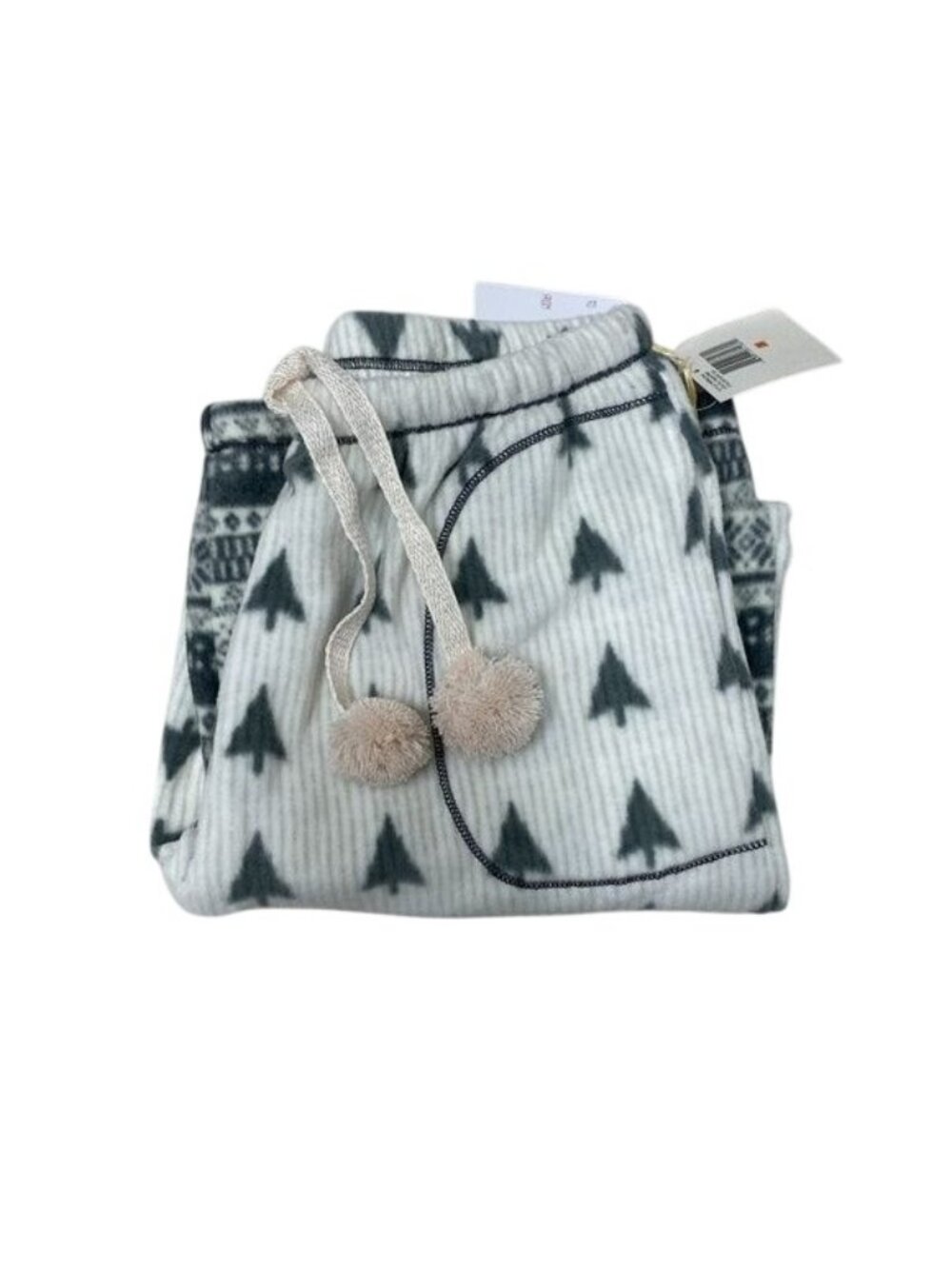 Kensie Fleece Pajama Pants Ivory With Grey Fair Isle